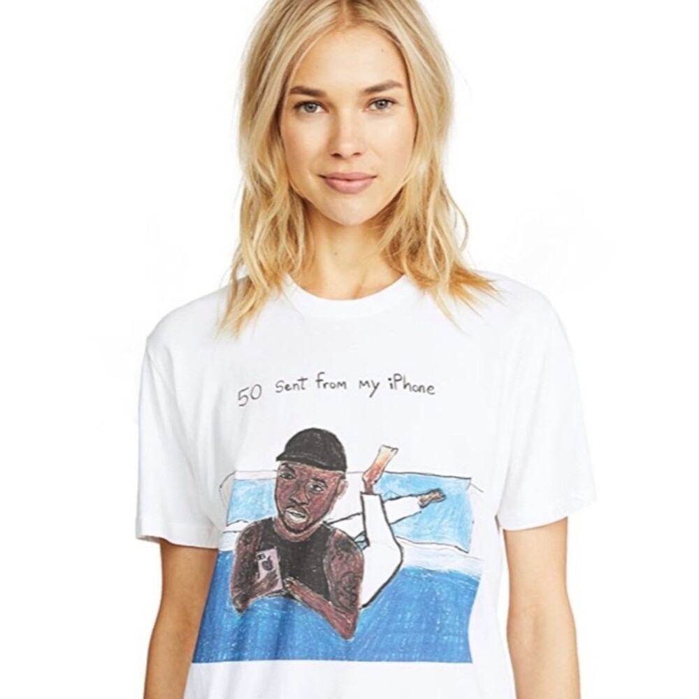 Unfortunate Portrait White Tee with Black Neck Trim